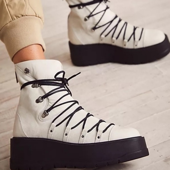 Free People Shoes - NWT Free People Simone Wedge Boot 37 Bone